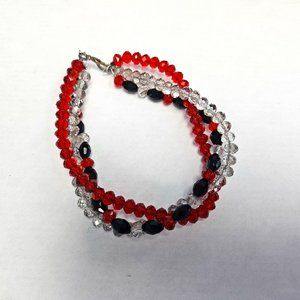 Handmade Braided Austrian Crystal Beaded Bracelet.